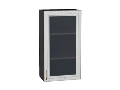 Шкаф верхний с 1-ой остекленной дверцей Шале Graphite, White Dreamline, 920, 500 В*Ш*Г 920*500*320, фасад МДФ/Стекло  White Dreamline, корпус  Graphite ms2510VVT_53798