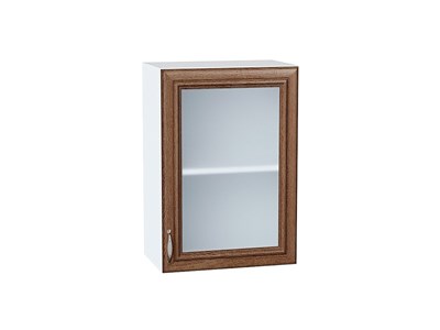 Шкаф верхний с 1-ой остекленной дверцей Шале Белый, Brown Dreamline, 720, 500 В*Ш*Г 716*500*320, фасад МДФ/Стекло  Brown Dreamline, корпус  Белый ms2510VVT_53801