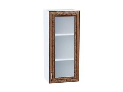 Шкаф верхний с 1-ой остекленной дверцей Шале Белый, Brown Dreamline, 920, 400 В*Ш*Г 920*400*320, фасад МДФ/Стекло  Brown Dreamline, корпус  Белый ms2510VVT_53803