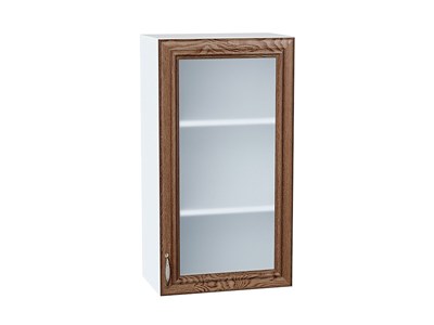 Шкаф верхний с 1-ой остекленной дверцей Шале Белый, Brown Dreamline, 920, 500 В*Ш*Г 920*500*320, фасад МДФ/Стекло  Brown Dreamline, корпус  Белый ms2510VVT_53804