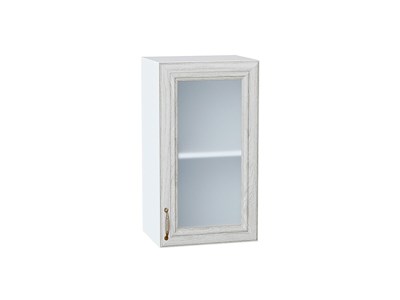 Шкаф верхний с 1-ой остекленной дверцей Шале Белый, White Dreamline, 720, 400 В*Ш*Г 716*400*320, фасад МДФ/Стекло  White Dreamline, корпус  Белый ms2510VVT_53788