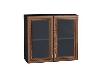 Шкаф верхний с 2-мя остекленными дверцами Шале Graphite, Brown Dreamline, 720, 800 В*Ш*Г 716*800*320, фасад МДФ/Стекло  Brown Dreamline, корпус  Graphite ms2510VVT_53840