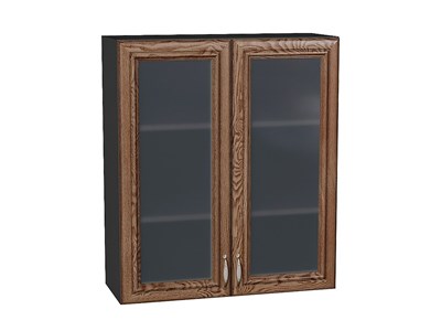 Шкаф верхний с 2-мя остекленными дверцами Шале Graphite, Brown Dreamline, 920, 800 В*Ш*Г 920*800*302, фасад   Brown Dreamline, корпус  Graphite ms2510VVT_53842