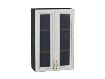 Шкаф верхний с 2-мя остекленными дверцами Шале Graphite, White Dreamline, 920, 600 В*Ш*Г 920*600*320, фасад МДФ/Стекло  White Dreamline, корпус  Graphite ms2510VVT_53833