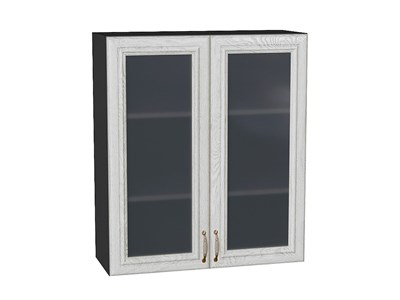 Шкаф верхний с 2-мя остекленными дверцами Шале Graphite, White Dreamline, 920, 800 В*Ш*Г 920*800*302, фасад   White Dreamline, корпус  Graphite ms2510VVT_53834