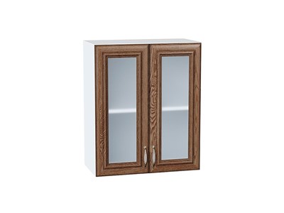 Шкаф верхний с 2-мя остекленными дверцами Шале Белый, Brown Dreamline, 720, 600 В*Ш*Г 716*600*320, фасад МДФ/Стекло  Brown Dreamline, корпус  Белый ms2510VVT_53835