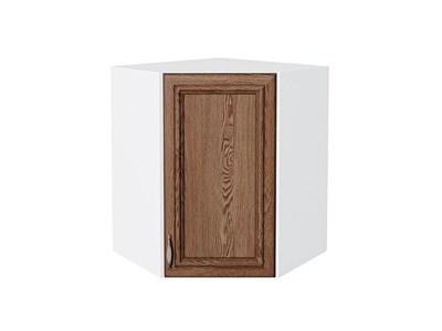 Шкаф верхний угловой Шале Белый, Brown Dreamline, 720 В*Ш*Г 716*600*600, фасад МДФ  Brown Dreamline, корпус  Белый ms2510VVT_53863