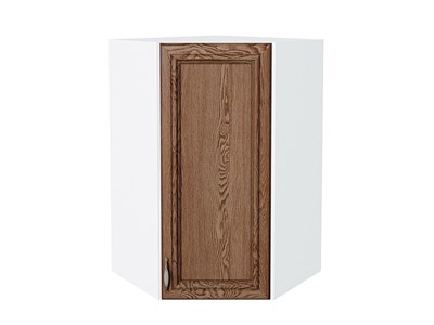 Шкаф верхний угловой Шале Белый, Brown Dreamline, 920 В*Ш*Г 920*600*600, фасад МДФ  Brown Dreamline, корпус  Белый ms2510VVT_53864