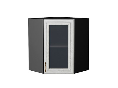 Шкаф верхний угловой остекленный Шале Graphite, White Dreamline, 720 В*Ш*Г 716*600*600, фасад МДФ/Стекло  White Dreamline, корпус  Graphite ms2510VVT_53853