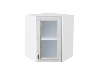 Шкаф верхний угловой остекленный Шале Белый, White Dreamline, 720 В*Ш*Г 716*600*600, фасад МДФ/Стекло  White Dreamline, корпус  Белый ms2510VVT_53851