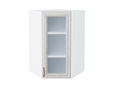 Шкаф верхний угловой остекленный Шале Белый, White Dreamline, 920 В*Ш*Г 920*600*600, фасад МДФ/Стекло  White Dreamline, корпус  Белый ms2510VVT_53852