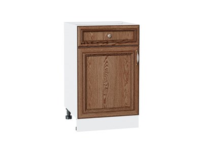 Шкаф нижний с 1-ой дверцей и ящиком Шале Белый, Brown Dreamline, 500 В*Ш*Г 816*500*480, фасад МДФ  Brown Dreamline, корпус  Белый ms2510VVT_53943