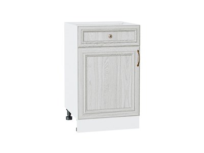 Шкаф нижний с 1-ой дверцей и ящиком Шале Белый, White Dreamline, 500 В*Ш*Г 816*500*480, фасад МДФ  White Dreamline, корпус  Белый ms2510VVT_53937