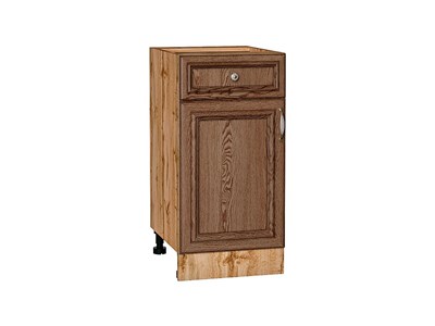 Шкаф нижний с 1-ой дверцей и ящиком Шале Дуб Вотан, Brown Dreamline, 400 В*Ш*Г 816*400*478, фасад МДФ  Brown Dreamline, корпус  Дуб Вотан ms2510VVT_61361