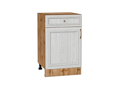 Шкаф нижний с 1-ой дверцей и ящиком Шале Дуб Вотан, White Dreamline, 500 В*Ш*Г 816*500*480, фасад МДФ  White Dreamline, корпус  Дуб Вотан ms2510VVT_61360