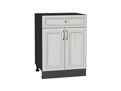 Шкаф нижний с 2-мя дверцами и ящиком Шале Graphite, White Dreamline, 600 В*Ш*Г 816*600*480, фасад МДФ  White Dreamline, корпус  Graphite ms2510VVT_53972