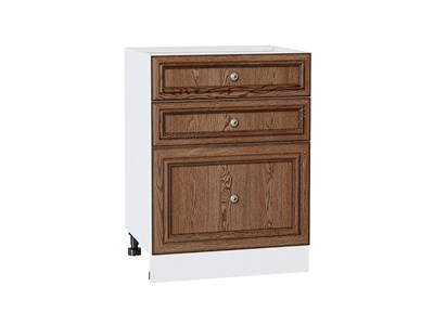Шкаф нижний с 3-мя ящиками Шале Белый, Brown Dreamline, 600 В*Ш*Г 816*600*480, фасад МДФ  Brown Dreamline, корпус  Белый ms2510VVT_53996