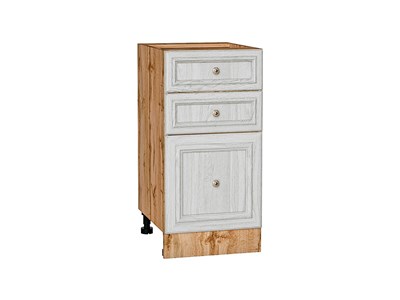 Шкаф нижний с 3-мя ящиками Шале Дуб Вотан, White Dreamline, 400 В*Ш*Г 816*400*480, фасад МДФ  White Dreamline, корпус  Дуб Вотан ms2510VVT_61387