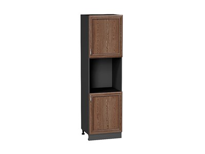 Шкаф пенал с 2-мя дверцами под технику Шале Graphite, Brown Dreamline, 2140 В*Ш*Г 2132*600*576, фасад МДФ  Brown Dreamline, корпус  Graphite ms2510VVT_54025