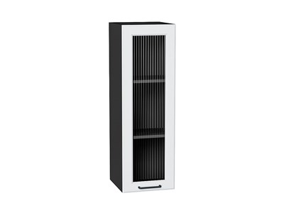 Шкаф верхний с 1-ой остекленной дверцей Барселона Graphite, Белый, 920, 300 В*Ш*Г 920*300*324, фасад МДФ/Стекло  Белый, корпус  Graphite ms2510VVT_53076