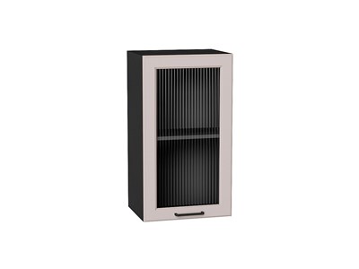 Шкаф верхний с 1-ой остекленной дверцей Барселона Graphite, Кашемир, 720, 400 В*Ш*Г 716*400*324, фасад МДФ/Стекло  Кашемир, корпус  Graphite ms2510VVT_53087