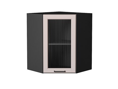Шкаф верхний угловой остекленный Барселона Graphite, Кашемир, 720 В*Ш*Г 716*600*606, фасад МДФ/Стекло  Кашемир, корпус  Graphite ms2510VVT_53274