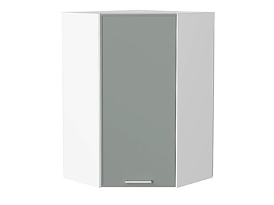 Шкаф верхний угловой Квадро Белый, Аквамарин, 920 В*Ш*Г 920*600*600, фасад МДФ  Аквамарин, корпус  Белый ms2510VVT_73224