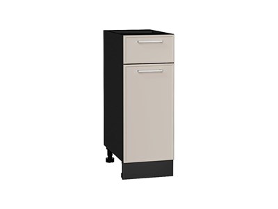 Шкаф нижний с 1-ой дверцей и ящиком Квадро Graphite, Кашемир, 300 В*Ш*Г 816*300*481, фасад МДФ  Кашемир, корпус  Graphite ms2510VVT_73505