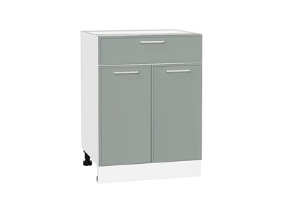Шкаф нижний с 2-мя дверцами и ящиком Квадро Белый, Аквамарин, 600 В*Ш*Г 816*600*481, фасад МДФ  Аквамарин, корпус  Белый ms2510VVT_73563