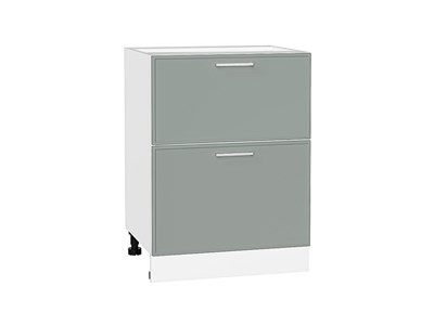 Шкаф нижний с 2-мя ящиками Квадро Белый, Аквамарин В*Ш*Г 816*600*481, фасад МДФ  Аквамарин, корпус  Белый ms2510VVT_73545