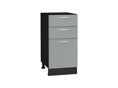 Шкаф нижний с 3-мя ящиками Квадро Graphite, Аквамарин, 400 В*Ш*Г 816*400*481, фасад МДФ  Аквамарин, корпус  Graphite ms2510VVT_73645