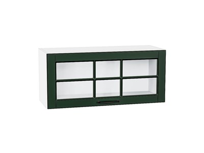 Шкаф верхний горизонтальный остекленный Дублин Белый, Special Green, 800 В*Ш*Г 358*800*318, фасад МДФ/Стекло  Special Green, корпус  Белый ms2510VVT_74263