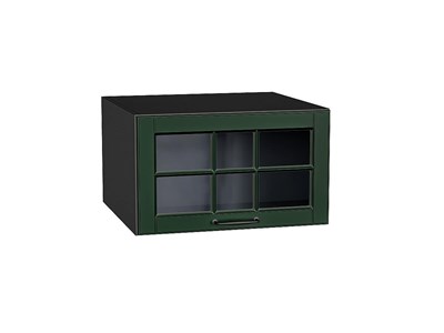 Шкаф верхний горизонтальный остекленный глубокий Дублин Graphite, Special Green, 600 В*Ш*Г 358*600*574, фасад МДФ/Стекло  Special Green, корпус  Graphite ms2510VVT_74256