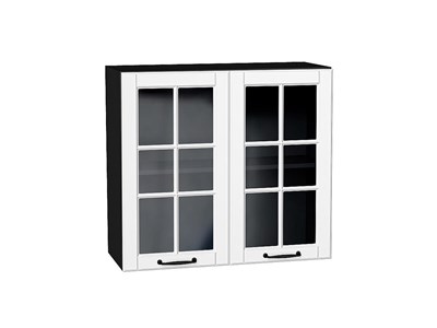 Шкаф верхний с 2-мя остекленными дверцами Дублин Graphite, Special White, 720, 800 В*Ш*Г 716*800*318, фасад МДФ/Стекло  Special White, корпус  Graphite ms2510VVT_74305