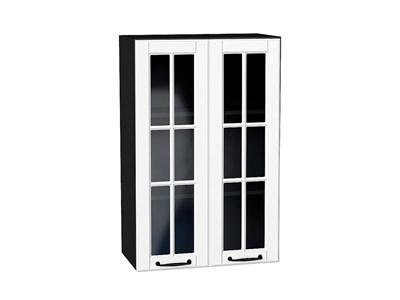 Шкаф верхний с 2-мя остекленными дверцами Дублин Graphite, Special White, 920, 600 В*Ш*Г 920*600*318, фасад МДФ/Стекло  Special White, корпус  Graphite ms2510VVT_74306