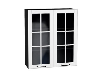Шкаф верхний с 2-мя остекленными дверцами Дублин Graphite, Special White, 920, 800 В*Ш*Г 920*800*318, фасад МДФ/Стекло  Special White, корпус  Graphite ms2510VVT_74307
