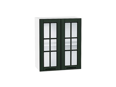 Шкаф верхний с 2-мя остекленными дверцами Дублин Белый, Special Green, 720, 600 В*Ш*Г 716*600*318, фасад МДФ/Стекло  Special Green, корпус  Белый ms2510VVT_74292