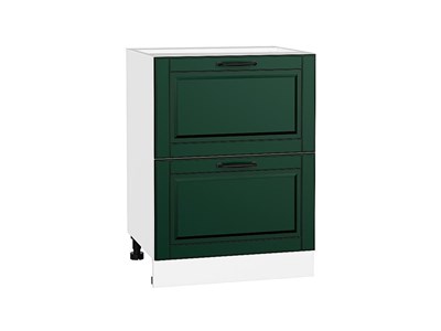 Шкаф нижний с 2-мя ящиками Дублин Белый, Special Green В*Ш*Г 816*600*478, фасад МДФ  Special Green, корпус  Белый ms2510VVT_73543