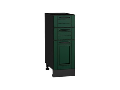 Шкаф нижний с 3-мя ящиками Дублин Graphite, Special Green, 300 В*Ш*Г 816*300*478, фасад МДФ  Special Green, корпус  Graphite ms2510VVT_73638
