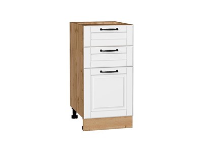 Шкаф нижний с 3-мя ящиками Дублин Дуб Вотан, Special White, 400 В*Ш*Г 816*400*478, фасад МДФ  Special White, корпус  Дуб Вотан ms2510VVT_73617