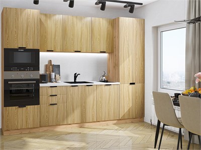 Кухонный гарнитур модульный Евро Лайн-01 В*Ш*Г 2140*2800*600, фасад МДФ  Дуб песочный, корпус  Дуб Вотан, столешница  Антарес ms2510VVT_79792