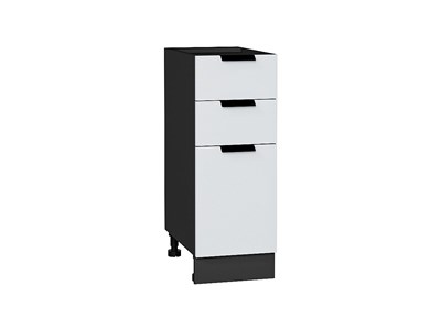 Шкаф нижний с 3-мя ящиками Евро Graphite, Белый, 300 В*Ш*Г 816*300*478, фасад МДФ  Белый, корпус  Graphite ms2510VVT_59070