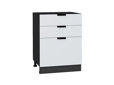 Шкаф нижний с 3-мя ящиками Евро Graphite, Белый, 600 В*Ш*Г 816*600*480, фасад МДФ  Белый, корпус  Graphite ms2510VVT_59073