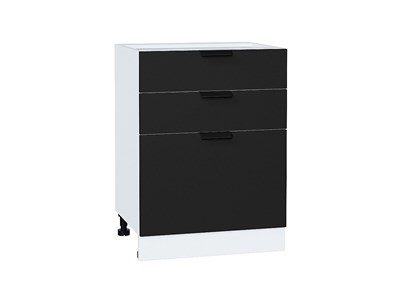 Шкаф нижний с 3-мя ящиками Евро Белый, Антрацит, 600 В*Ш*Г 816*600*478, фасад МДФ  Антрацит, корпус  Белый ms2510VVT_59245