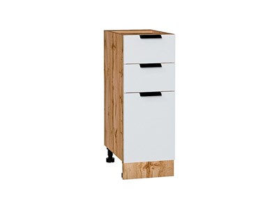 Шкаф нижний с 3-мя ящиками Евро Дуб Вотан, Белый, 300 В*Ш*Г 816*300*478, фасад МДФ  Белый, корпус  Дуб Вотан ms2510VVT_62097