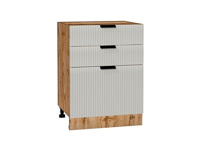 Шкаф нижний с 3-мя ящиками Евро Лайн Дуб Вотан, Агат, 600 В*Ш*Г 816*600*478, фасад МДФ  Агат, корпус  Дуб Вотан ms2510VVT_62121