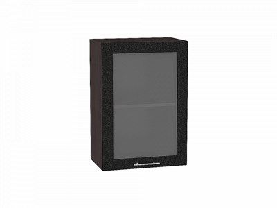 Шкаф верхний с 1-ой остекленной дверцей Валерия-М Graphite, Черный металлик, 500 В*Ш*Г 716*500*318, фасад МДФ/Стекло  Черный металлик, корпус  Graphite ms2510VVT_37839