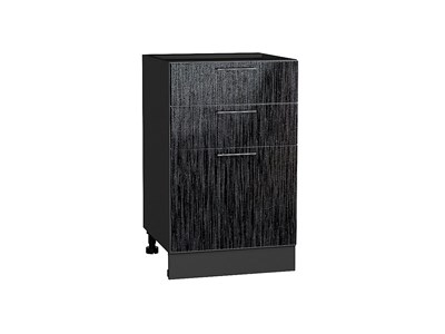 Шкаф нижний с 3-мя ящиками Валерия-М Graphite, Черный металлик дождь, 500 В*Ш*Г 816*500*478, фасад МДФ  Черный металлик дождь, корпус  Graphite ms2510VVT_38450