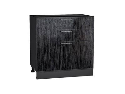 Шкаф нижний с 3-мя ящиками Валерия-М Graphite, Черный металлик дождь, 800 В*Ш*Г 816*800*478, фасад МДФ  Черный металлик дождь, корпус  Graphite ms2510VVT_38496