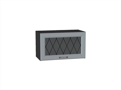 Шкаф верхний горизонтальный остекленный Ницца Graphite, Графит, 600 В*Ш*Г 358*600*318, фасад МДФ/Стекло  Графит, корпус  Graphite ms2510VVT_54562